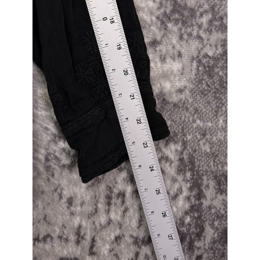 CP Shades Tunic Shirt Small Womens Black Button Up Long Sleeve Embroidered - Picture 5 of 8